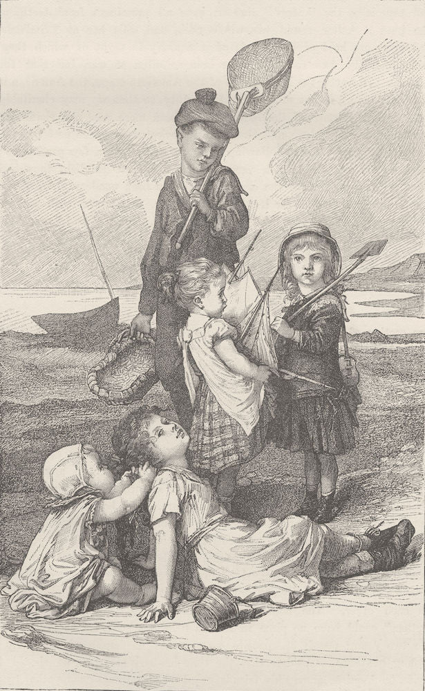 FRANCE. Group of French children 1894 old antique vintage print picture